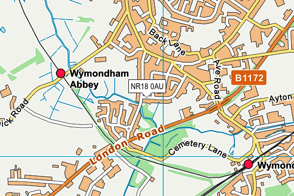 NR18 0AU map - OS VectorMap District (Ordnance Survey)