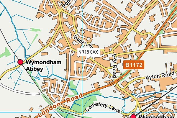 NR18 0AX map - OS VectorMap District (Ordnance Survey)