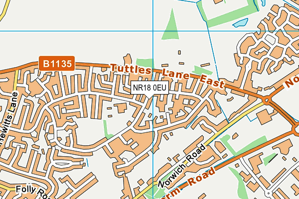 NR18 0EU map - OS VectorMap District (Ordnance Survey)