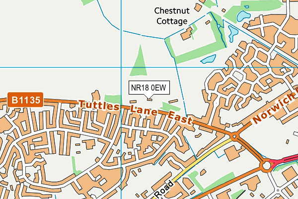 NR18 0EW map - OS VectorMap District (Ordnance Survey)