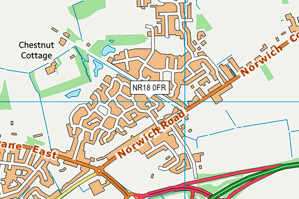 NR18 0FR map - OS VectorMap District (Ordnance Survey)