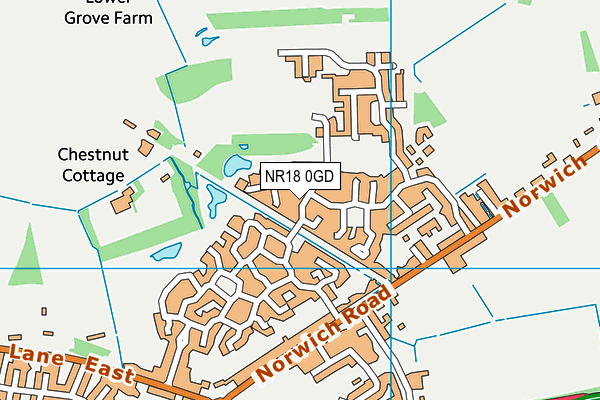 NR18 0GD map - OS VectorMap District (Ordnance Survey)