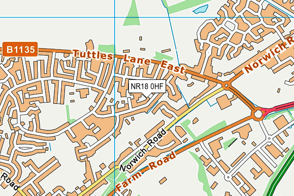 NR18 0HF map - OS VectorMap District (Ordnance Survey)