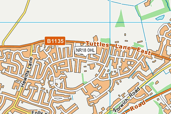 Ashleigh Primary School and Nursery, Wymondham map (NR18 0HL) - OS VectorMap District (Ordnance Survey)