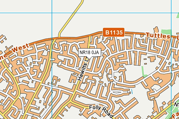 NR18 0JA map - OS VectorMap District (Ordnance Survey)