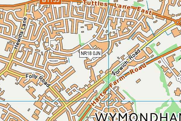 NR18 0JN map - OS VectorMap District (Ordnance Survey)