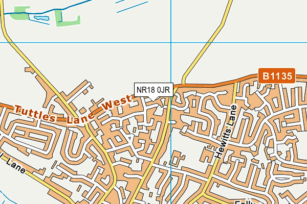 NR18 0JR map - OS VectorMap District (Ordnance Survey)