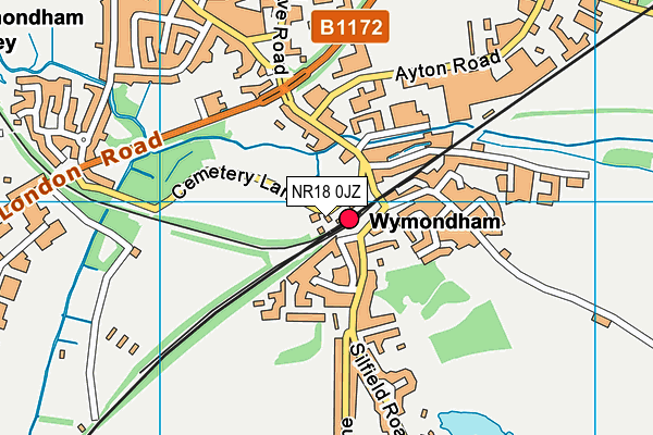 NR18 0JZ map - OS VectorMap District (Ordnance Survey)