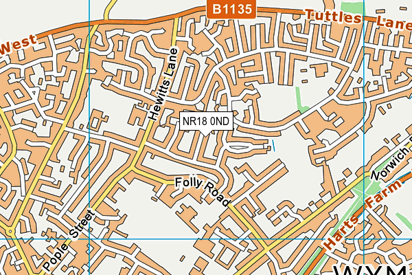 NR18 0ND map - OS VectorMap District (Ordnance Survey)