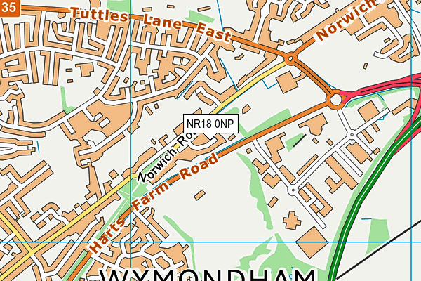 NR18 0NP map - OS VectorMap District (Ordnance Survey)