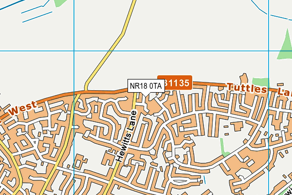 NR18 0TA map - OS VectorMap District (Ordnance Survey)