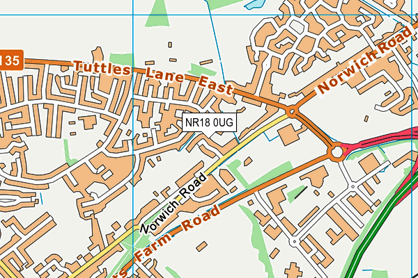 NR18 0UG map - OS VectorMap District (Ordnance Survey)