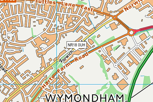 NR18 0UH map - OS VectorMap District (Ordnance Survey)