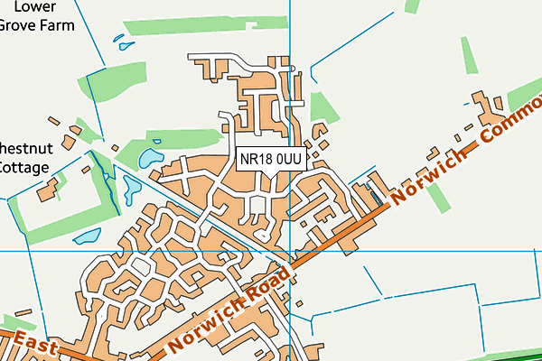 NR18 0UU map - OS VectorMap District (Ordnance Survey)