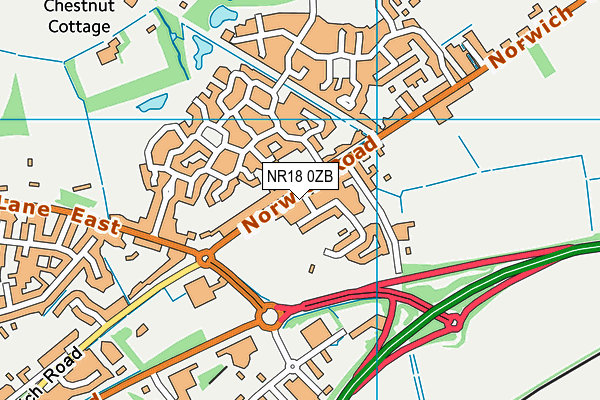 NR18 0ZB map - OS VectorMap District (Ordnance Survey)
