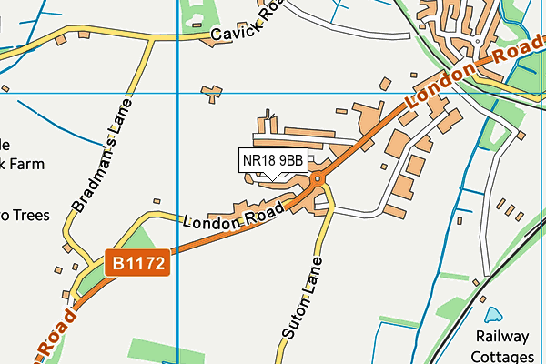 NR18 9BB map - OS VectorMap District (Ordnance Survey)