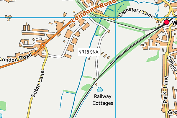 NR18 9NA map - OS VectorMap District (Ordnance Survey)