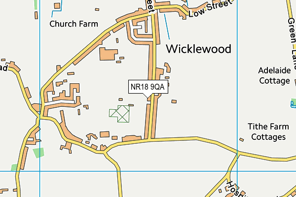 Wicklewood Playing Field map (NR18 9QA) - OS VectorMap District (Ordnance Survey)