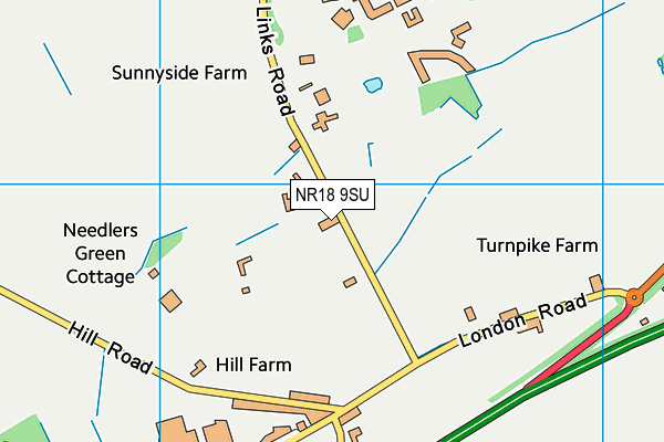 Morley Village & Sports Hall map (NR18 9SU) - OS VectorMap District (Ordnance Survey)