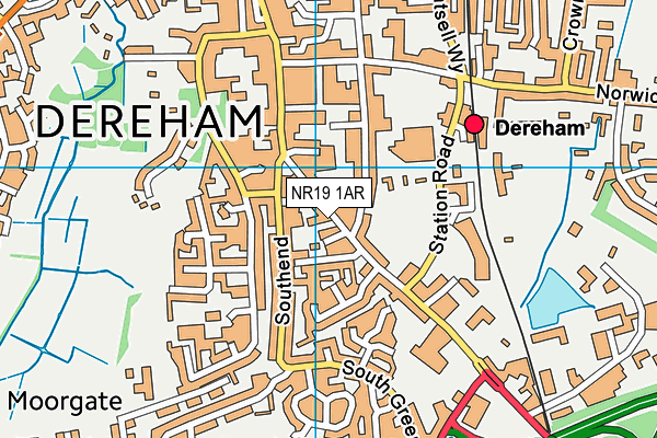 NR19 1AR map - OS VectorMap District (Ordnance Survey)