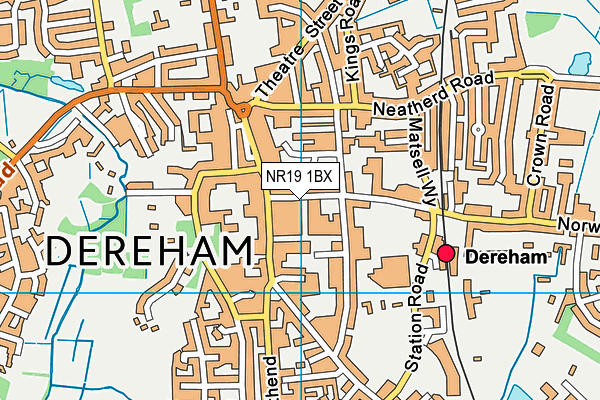 Nr Health And Fitness (Dereham) map (NR19 1BX) - OS VectorMap District (Ordnance Survey)