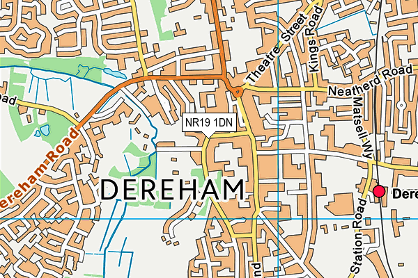 NR19 1DN map - OS VectorMap District (Ordnance Survey)