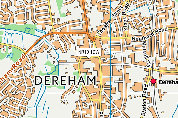 NR19 1DW map - OS VectorMap District (Ordnance Survey)