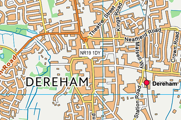 NR19 1DY map - OS VectorMap District (Ordnance Survey)
