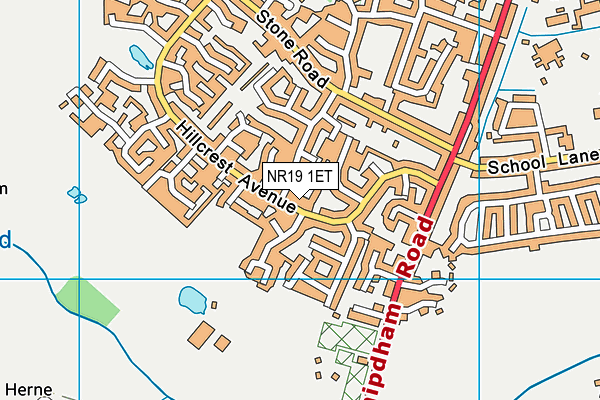 NR19 1ET map - OS VectorMap District (Ordnance Survey)
