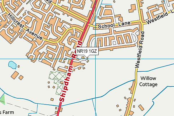 NR19 1GZ map - OS VectorMap District (Ordnance Survey)