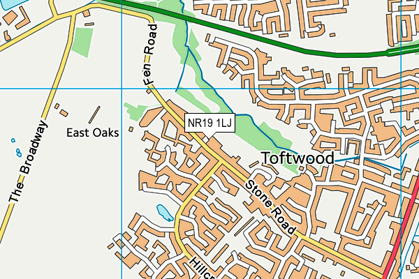 NR19 1LJ map - OS VectorMap District (Ordnance Survey)