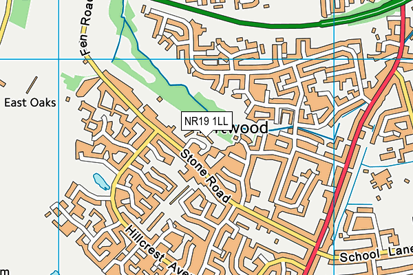 NR19 1LL map - OS VectorMap District (Ordnance Survey)
