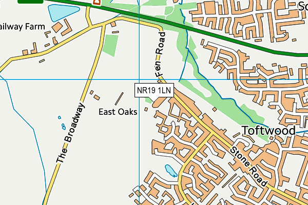 NR19 1LN map - OS VectorMap District (Ordnance Survey)