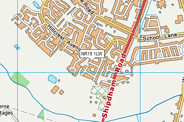 NR19 1LW map - OS VectorMap District (Ordnance Survey)