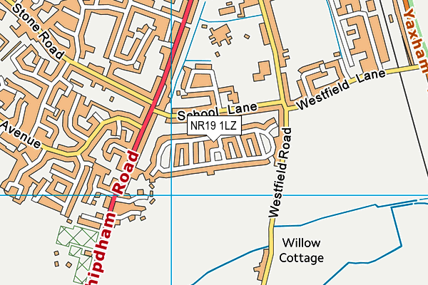 NR19 1LZ map - OS VectorMap District (Ordnance Survey)