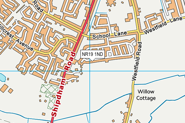 NR19 1ND map - OS VectorMap District (Ordnance Survey)