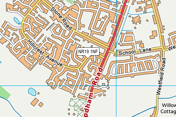 NR19 1NF map - OS VectorMap District (Ordnance Survey)
