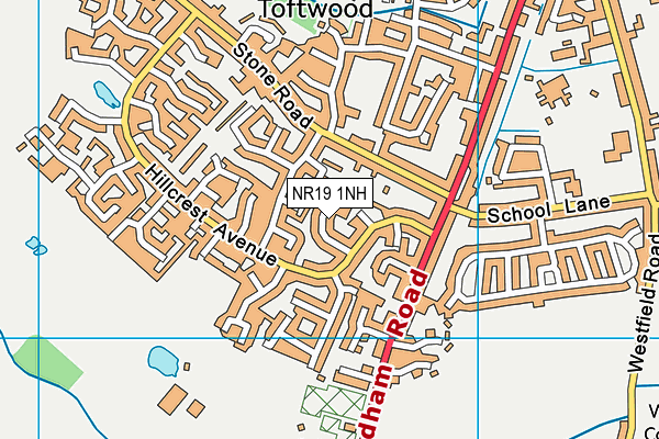 NR19 1NH map - OS VectorMap District (Ordnance Survey)