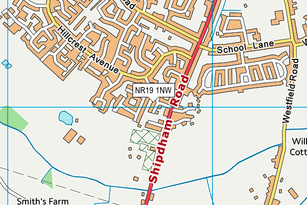 NR19 1NW map - OS VectorMap District (Ordnance Survey)