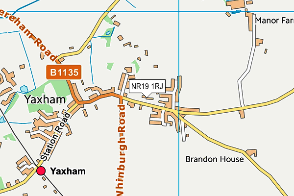 NR19 1RJ map - OS VectorMap District (Ordnance Survey)