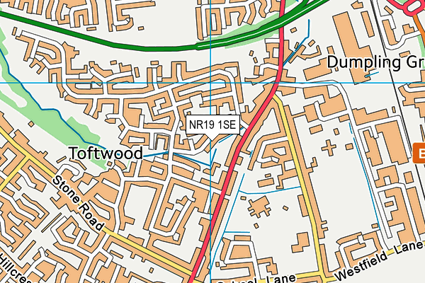 NR19 1SE map - OS VectorMap District (Ordnance Survey)