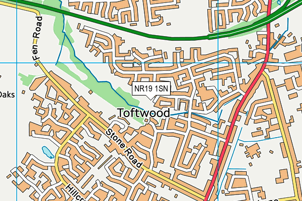 NR19 1SN map - OS VectorMap District (Ordnance Survey)