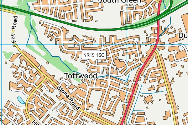 NR19 1SQ map - OS VectorMap District (Ordnance Survey)