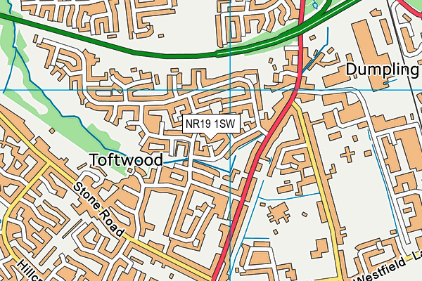 NR19 1SW map - OS VectorMap District (Ordnance Survey)