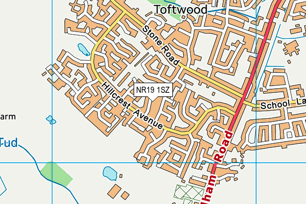 NR19 1SZ map - OS VectorMap District (Ordnance Survey)