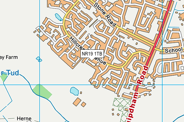 NR19 1TB map - OS VectorMap District (Ordnance Survey)