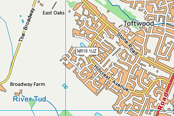 NR19 1UZ map - OS VectorMap District (Ordnance Survey)