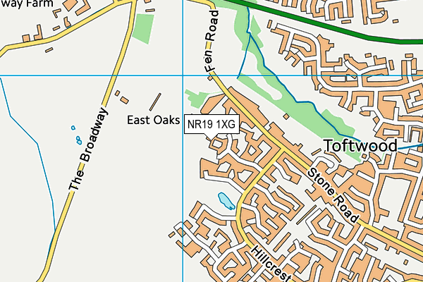 NR19 1XG map - OS VectorMap District (Ordnance Survey)