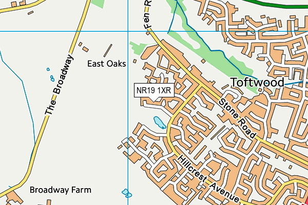 NR19 1XR map - OS VectorMap District (Ordnance Survey)