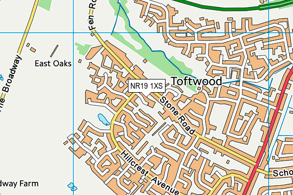 NR19 1XS map - OS VectorMap District (Ordnance Survey)